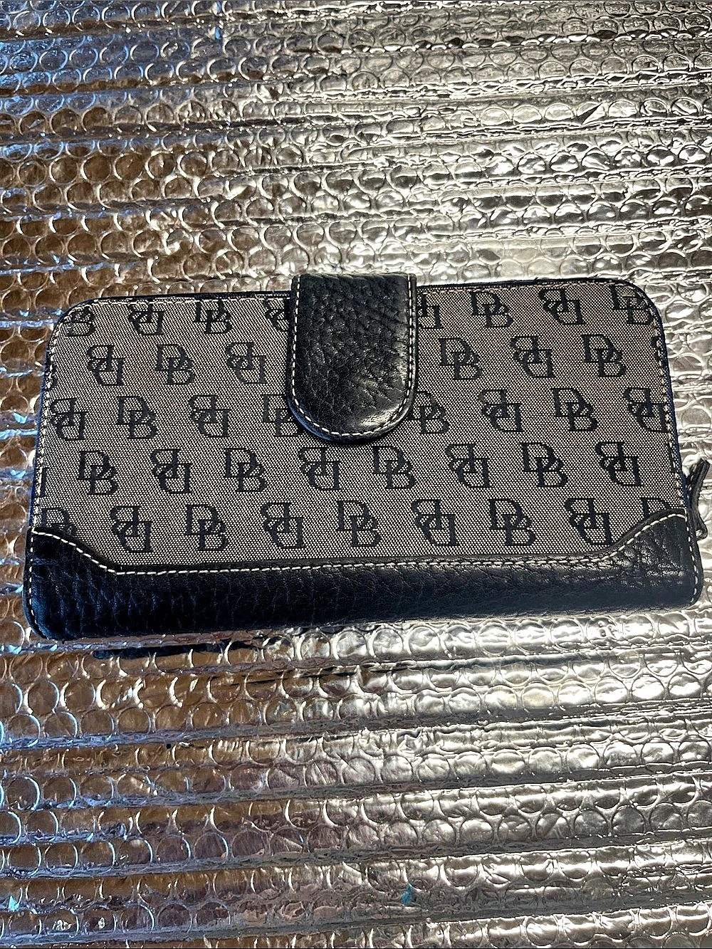 Dooney & Bourke Monogram Zip Around Wallet in Black & Brown